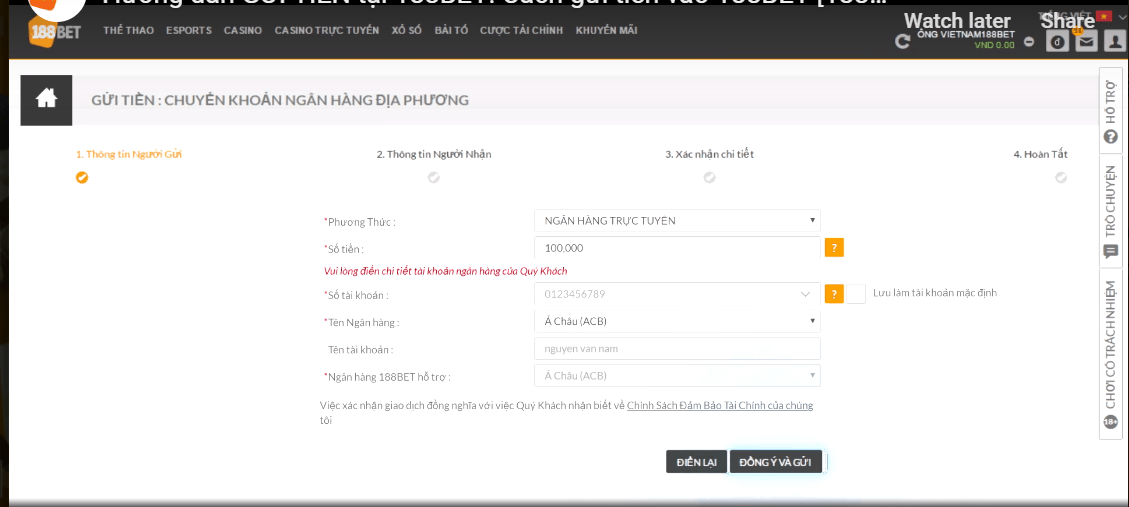 cách nạp tiền vào 188bet