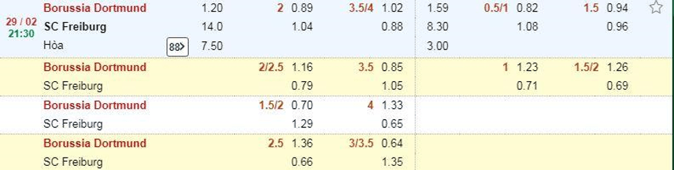 Soi kèo Borussia Dortmund vs Freiburg